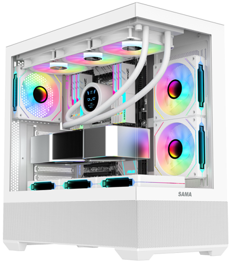 SAMA SV-02 Mid Tower ATX Computer Gaming PC Case - White