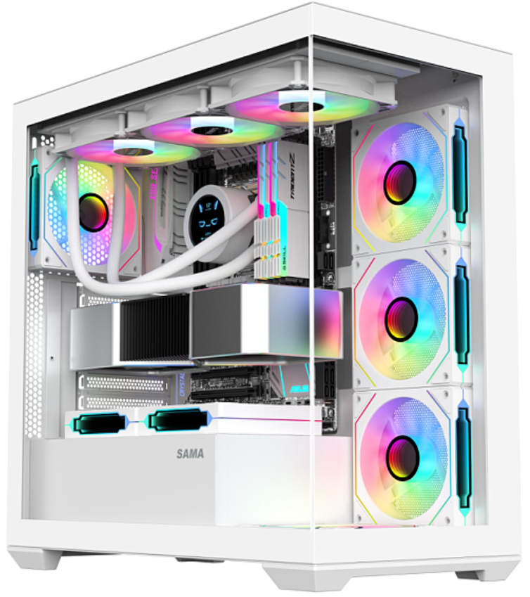 SAMA SV-01 Mid Tower ATX Computer Gaming PC Case - White