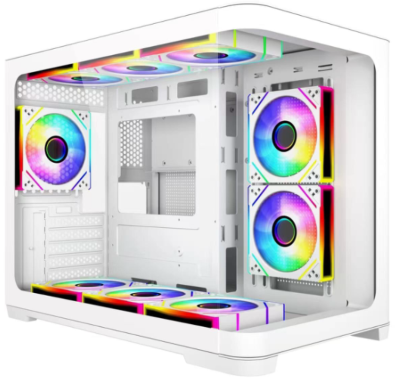 SAMA Neview 2851M Micro-ATX Curved Tempered Glass Mini-Tower Case - White