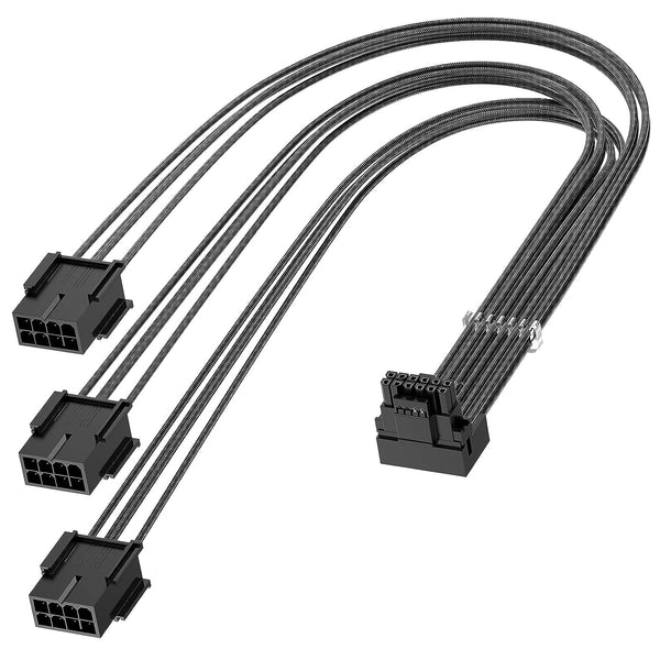 AsiaHorse 16AWG PCI-e 5.0 90 Degree Connector 12VHPWR PSU Cable Extension, 600W 12+4 Pin Male to PCIE 3x8 Pin(6+2) Female PC Cable Extension - Black