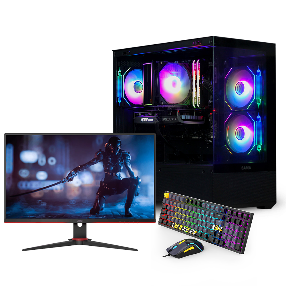 Super Gaming Bundle | RTX 4060 PC - Gaming Monitor - Mechanical Keyboard and Mouse