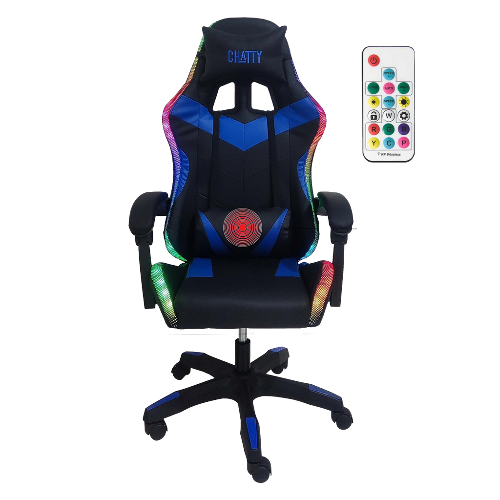 CHATTY Gaming Chair with RGB Light - Black/Blue - كرسي ألعاب