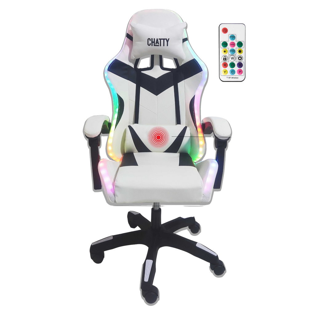 CHATTY Gaming Chair with RGB Light - Full White - كرسي ألعاب