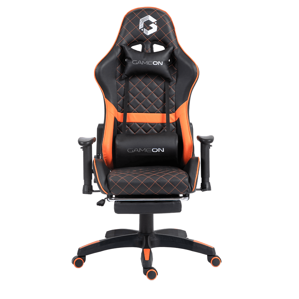 GAMEON GO-BC4D-BO Gaming Chair with Adjustable 2D Armrest & Foot Rest - Orange/Black