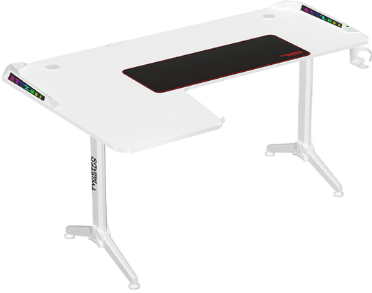 Twisted Minds WARRIOR L Shaped Gaming Desk RGB Left White