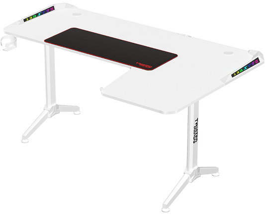 Twisted Minds WARRIOR L Shaped Gaming Desk RGB Right White