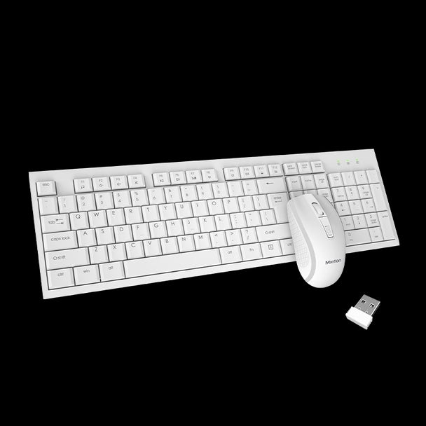 Meetion 2.4 GHz Wireless Keyboard, Mouse Combo C4120 Little Arabic - White